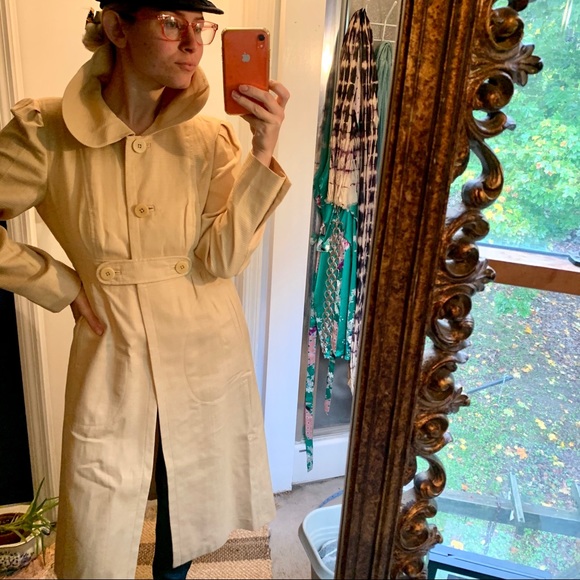 J Peterman Cotton Coat Trench Peter Pan Collar 8 - Picture 7 of 14